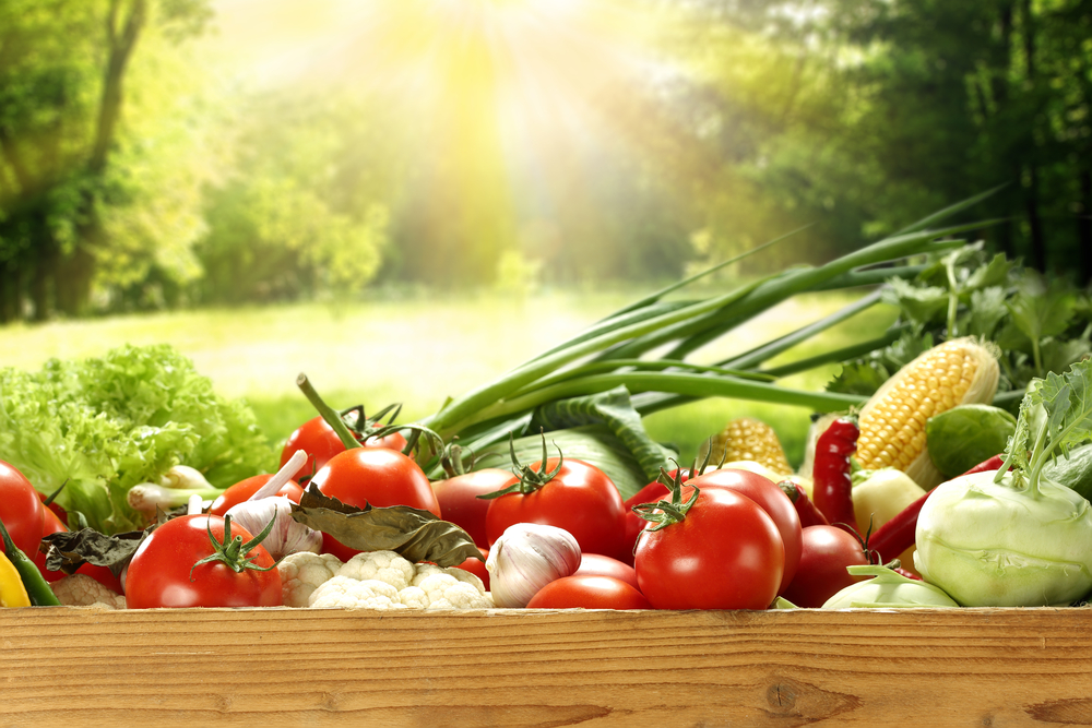 A pile of fresh fruits and vegetables