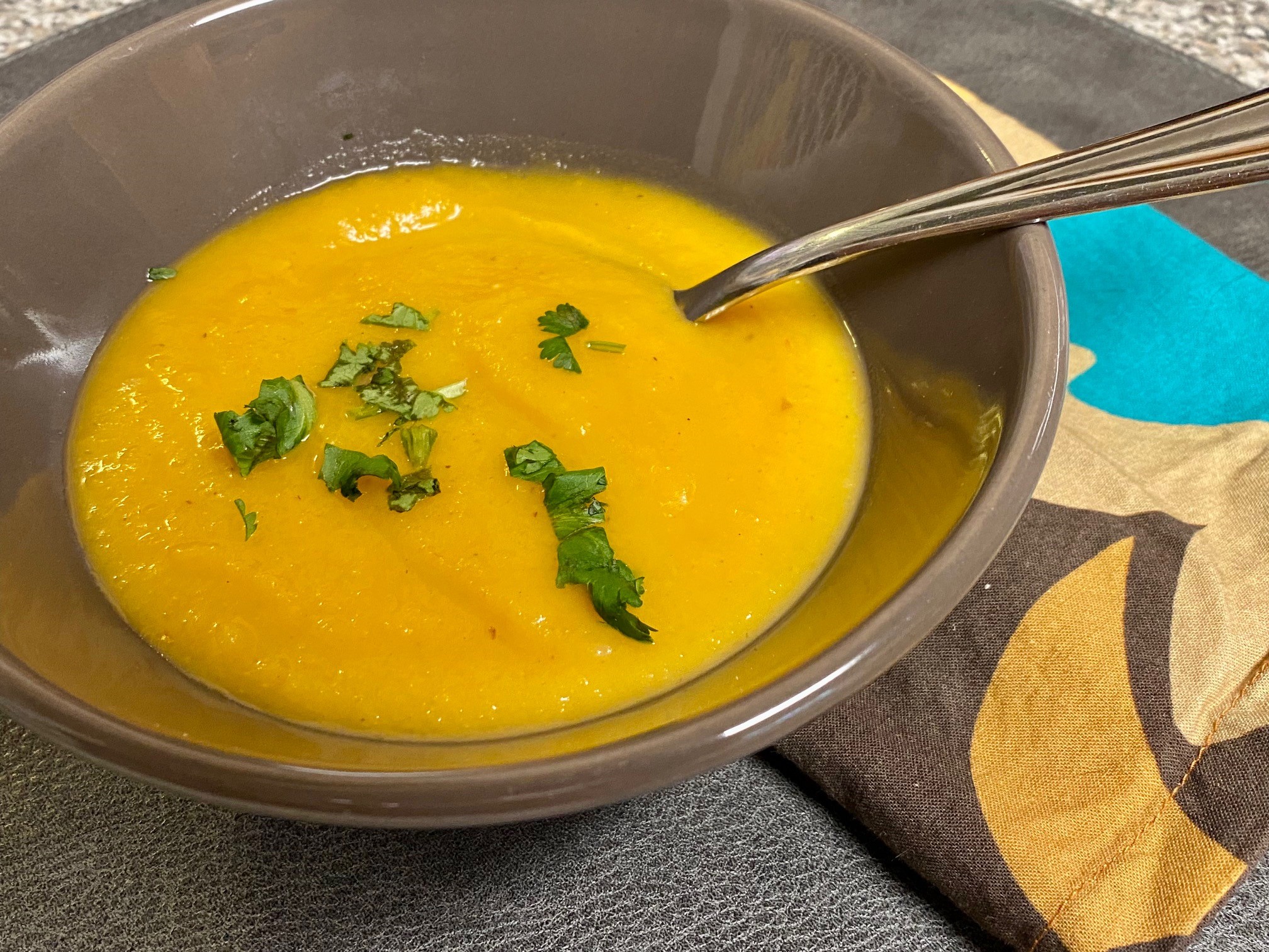 a bowl of butternut squash soup