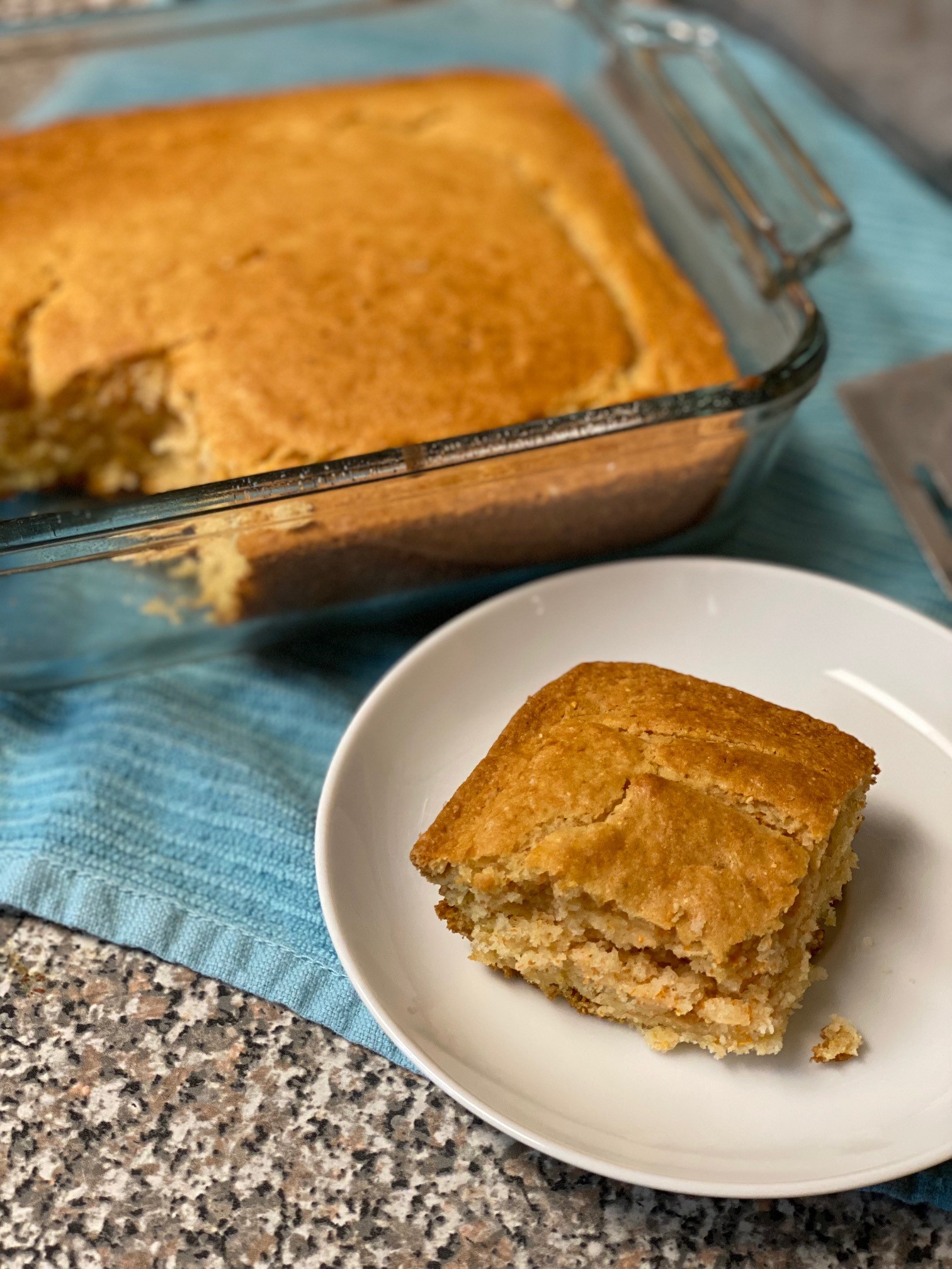 vegan cornbread in square pan