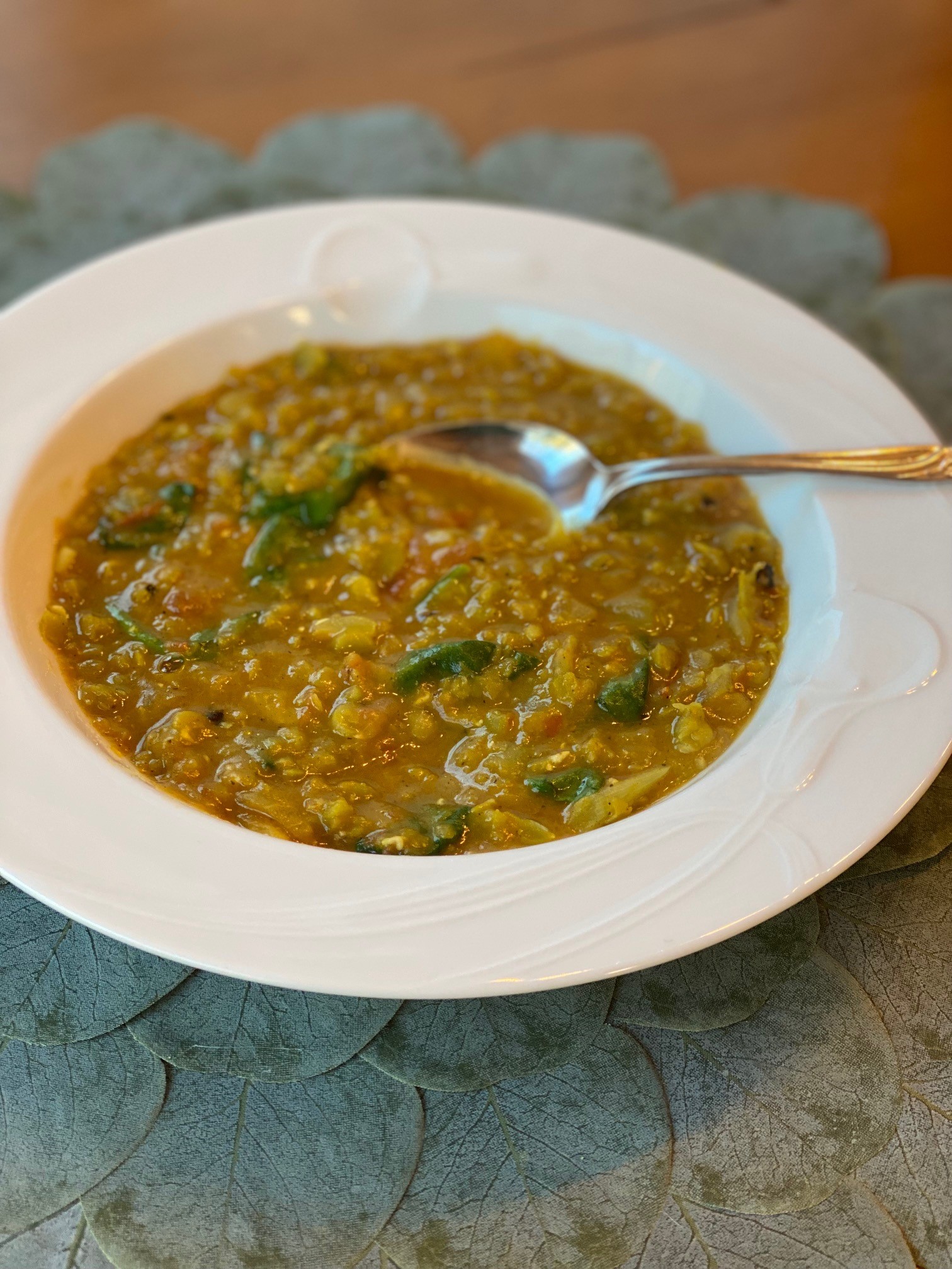 a bowl of split pea soup