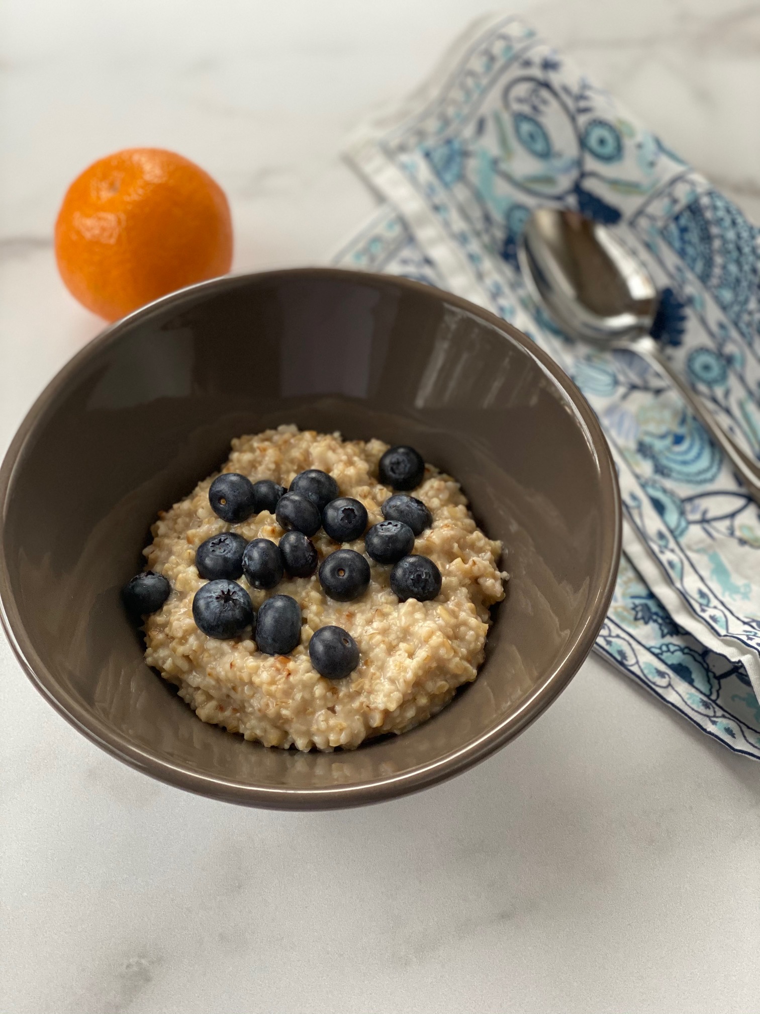 Bowl of overnight oats with blueberries